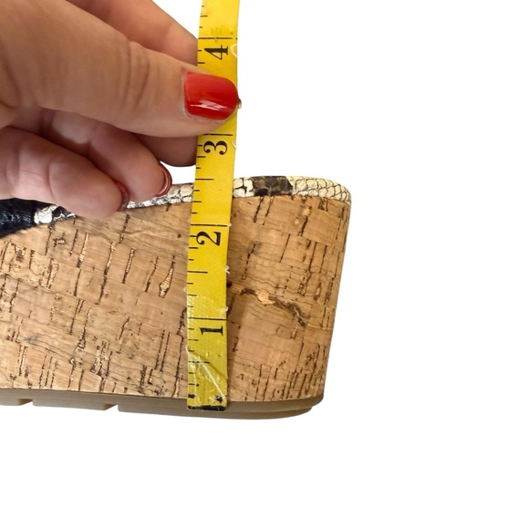 Dakota Chase Sandals Womens 11M Nineth Cross Strap Cork Wedge Snakeskin Black - Picture 11 of 11